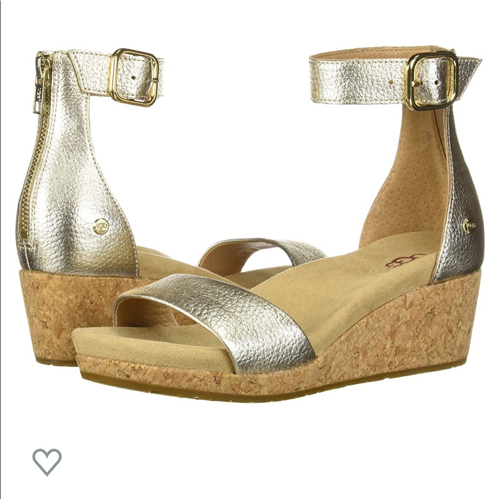 UGG Women's Zoe II Metallic Gold Sandal Size 9